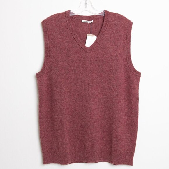 Woolovers Sweater Vest 100% Wool Toffee Brown V Neck Mens Large Unisex - Picture 1 of 14